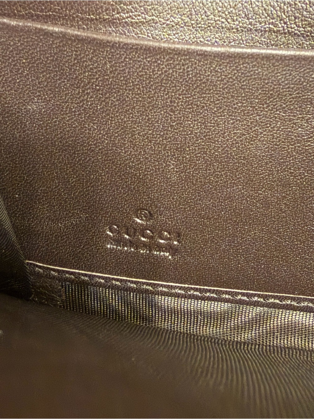 Gucci Brown Monogram GG Zip Wallet with Brown Leather and Gold Hardware - Picture 8 of 11